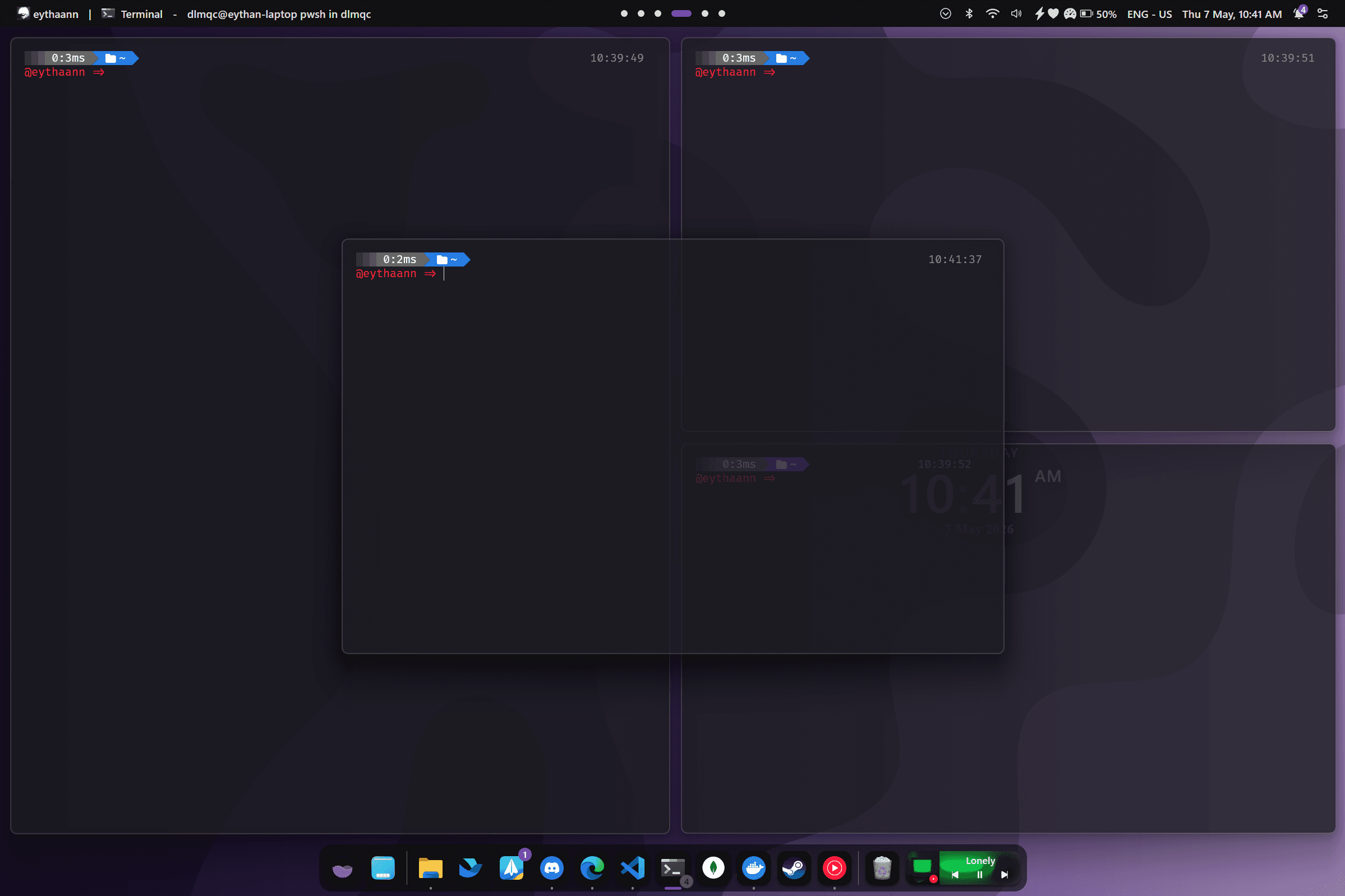 Float mode with a window overlapping the tiled layout